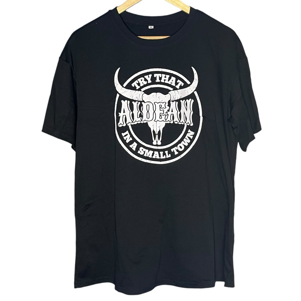 Jason Aldean Try That In A Small Town Black Graphic Tee Mens Size M Short Sleeve